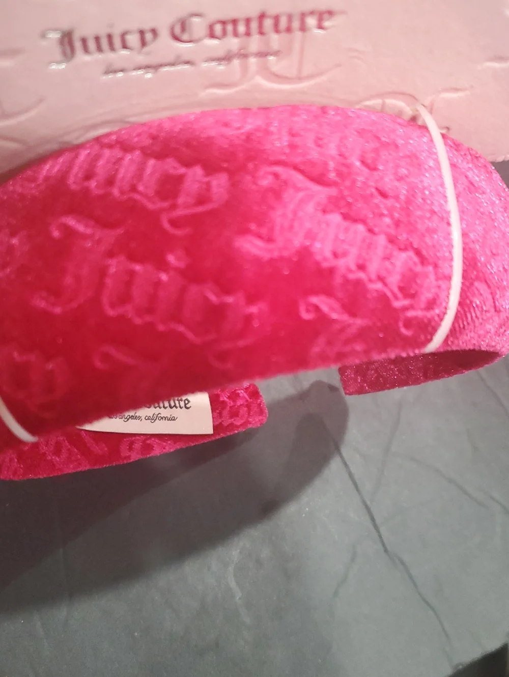Juicy Couture 2 pack fuchsia raspberry Juicy embossed plush velvet headbands nee